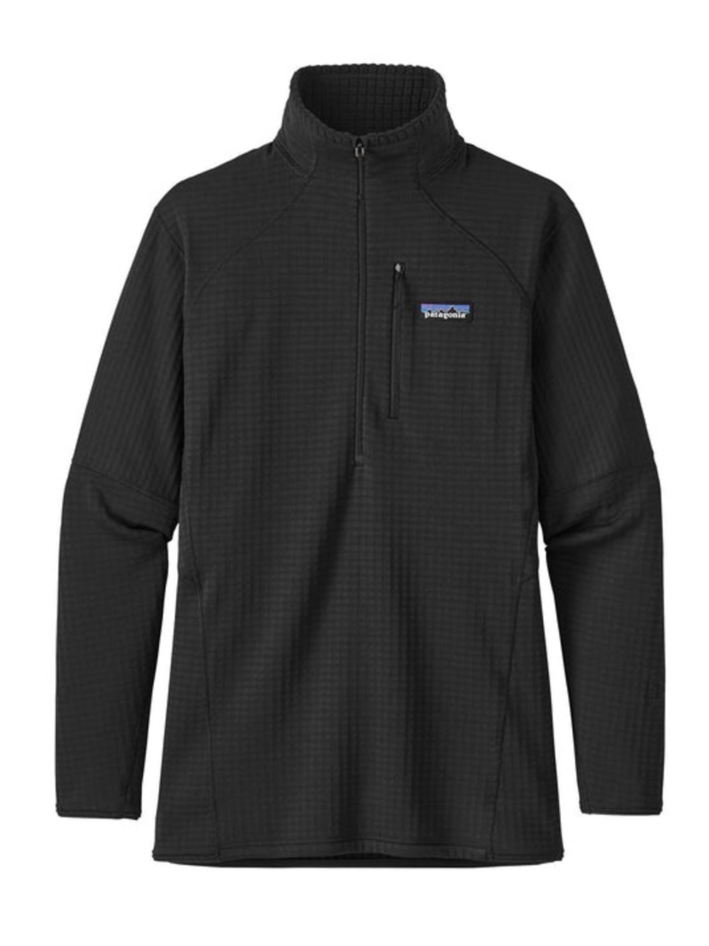 Patagonia Women's R1 Pullover Power Grid Fabric Zip Chest Pocket Jacket Black